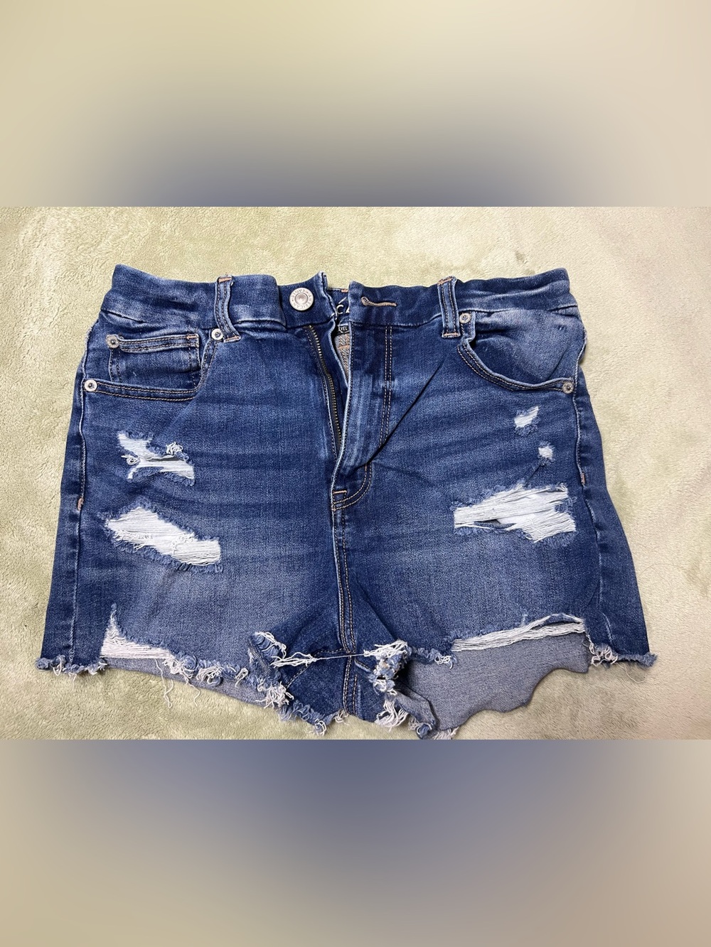 American Eagle Outfitters Distressed Dark Blue Denim Shorts